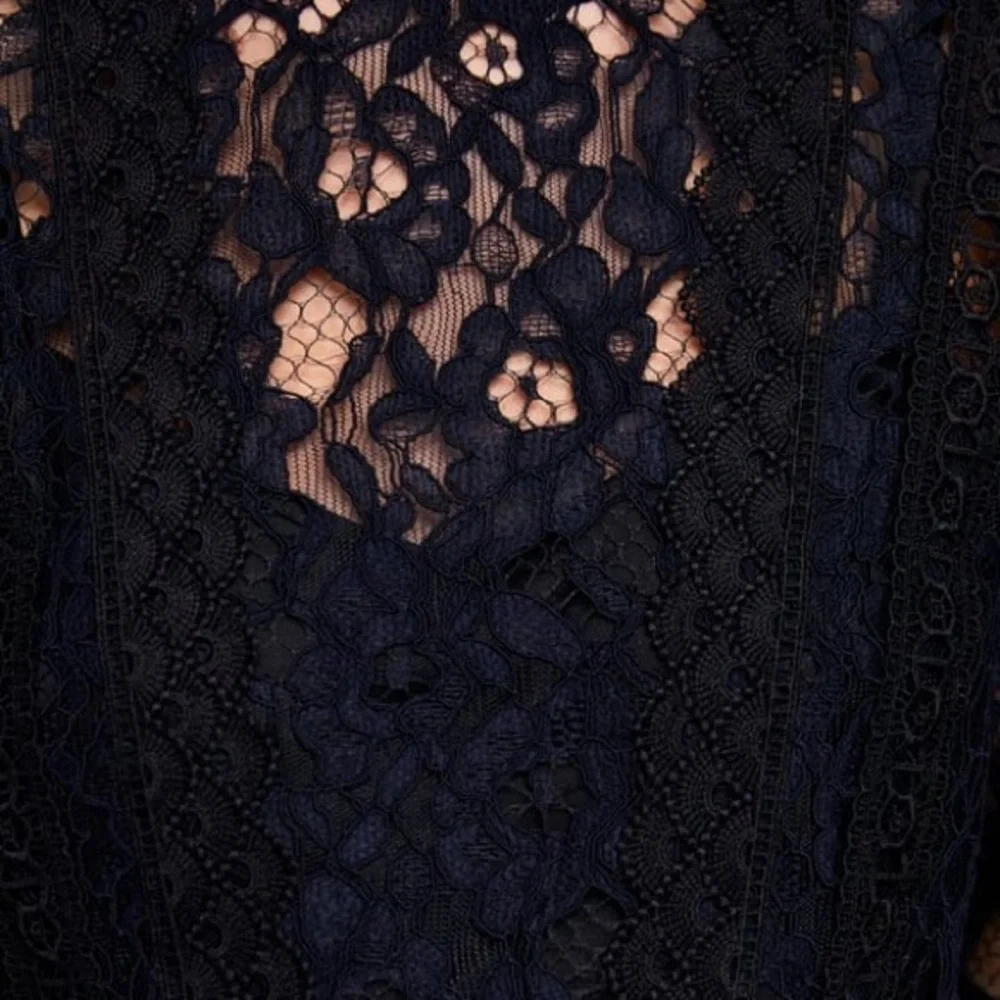 ZARA GUIPURE CONTRASTING LACE BLUE A-LINE DRESS BRAND NEW WITH TAGS LARGE - Picture 6 of 8